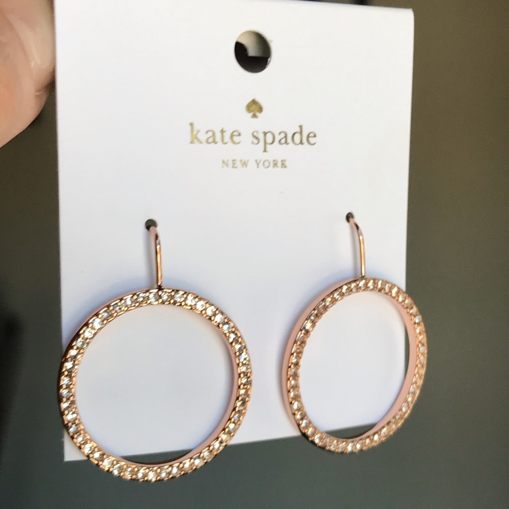 Kate Spade Pave Hoop Drop Earrings, Rose Gold